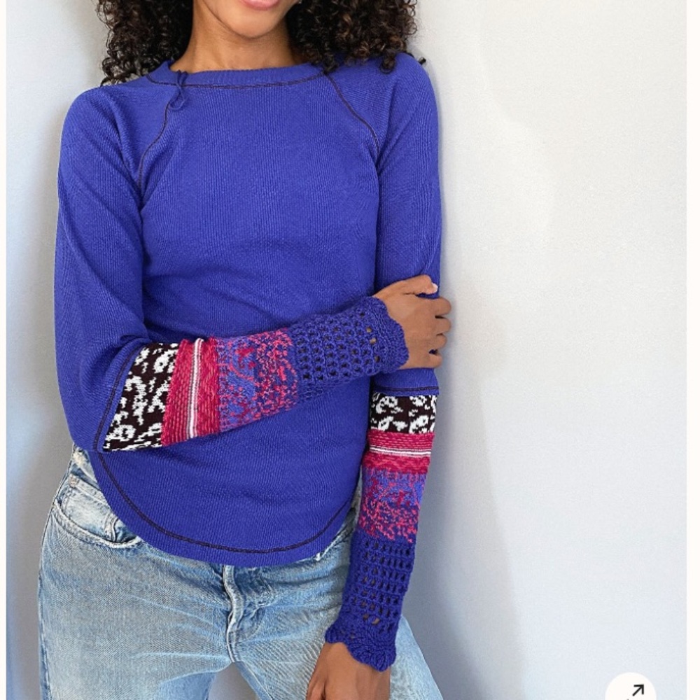 Free People In The Mix Cuff Crochet Top super nova